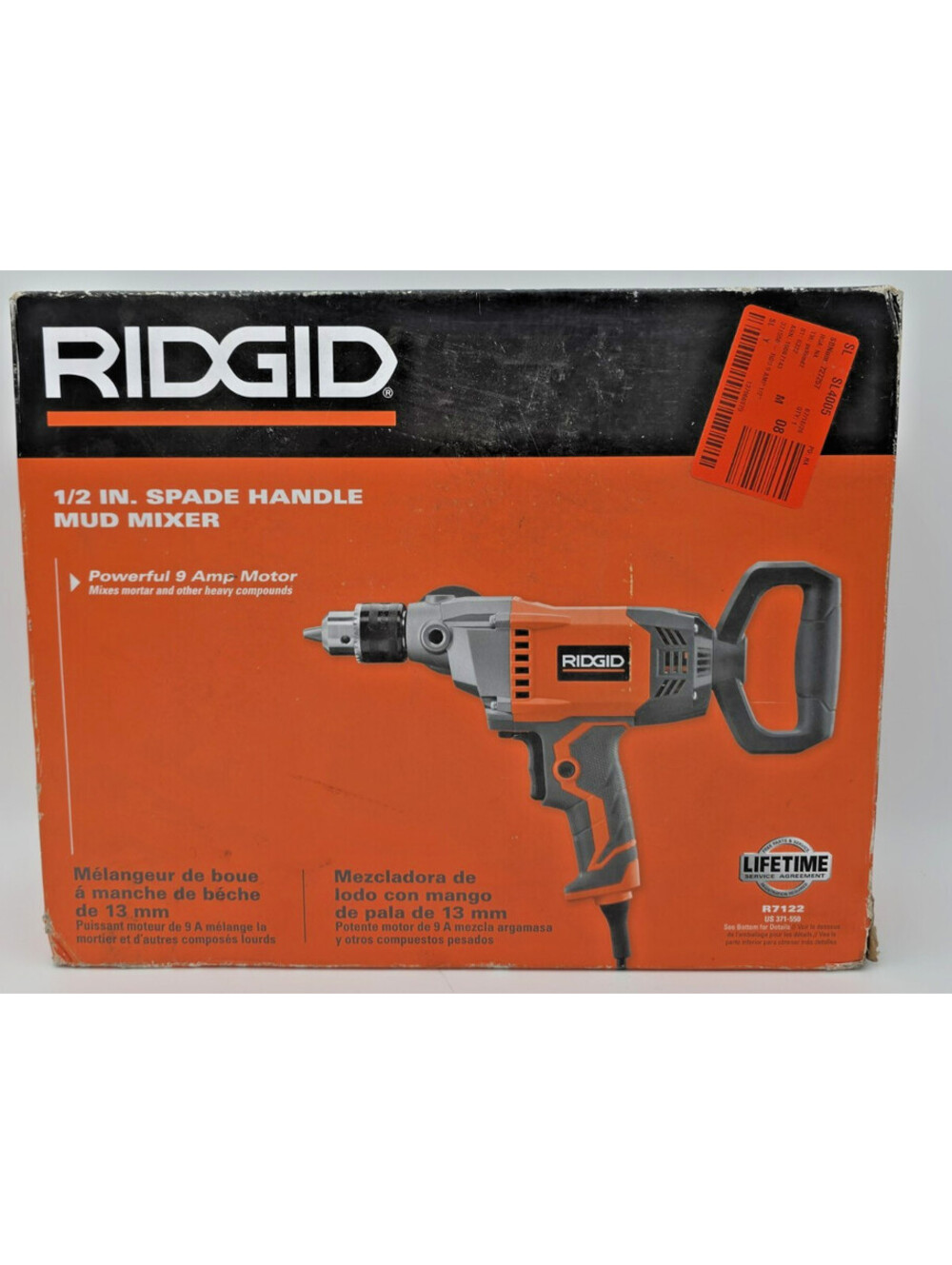 RIDGID R7122 1/2" Spade Handle Mud Mixer Drill 9 Amp Heavy Duty w/ Box